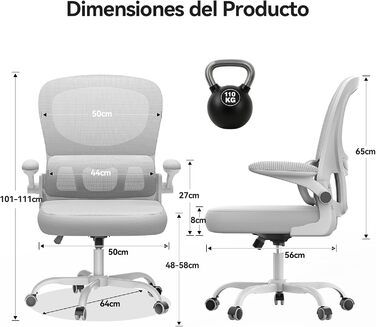 Офісний стіл Naspaulro: ергономічне крісло з регульованою підголівником, підлокітниками та підтримкою попереку. Динамічний поворотний стіл з дихаючою сіткою для дому та офісу (Сірий 2, без підголівника)