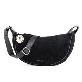 Сумка через плече Berliner Bags Luna, шкіряна жіноча, чорна замша, напівмісяць