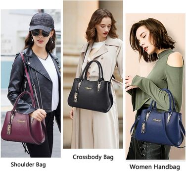 Жіноча шкіряна сумка BestoU велика, через плече, блакитна