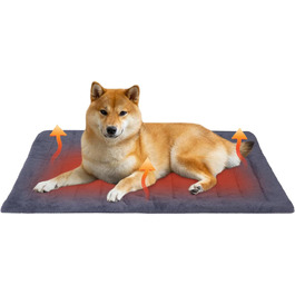 Килимок для тварин з підігрівом, літній охолоджуючий килимок, миючий, м'який, двосторонній, для собак та котів, самопідігріваючий, пухнастий, теплий, сірий