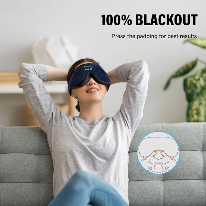 Маска для сну з Bluetooth навушниками 3D, бездротова маска для сну з музикою для бічних та спинних положень, навушники для сну