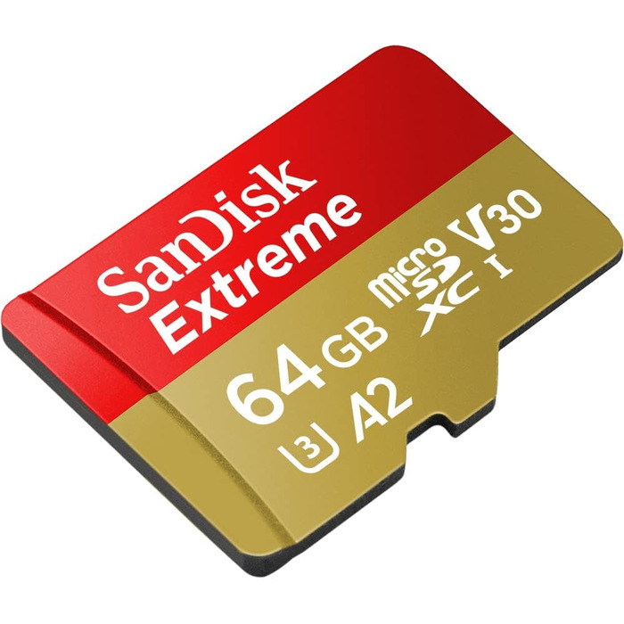 Карта пам'яті SanDisk Extreme microSDXC 64GB з адаптером, швидкість читання до 190 МБ/с