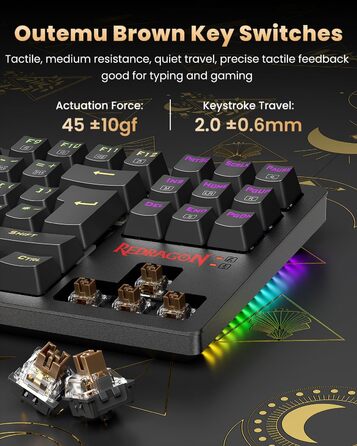 Redragon S113 Комбо Клавіатура та Миша для Ігор з Механічними Клавішами, RGB Підсвічуванням та Мишею 3200 DPI (Brown Switches) для ПК Windows QWERTY