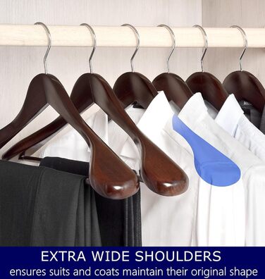 Amber Home 10-Piece 44.5cm Retro Wooden Clothes Hangers with Wide Shoulders (5.8cm), Robust and Glossy Antique Brown Hanger with Round Bar for Suit, Jacket, Coat, Shirt, Pants
