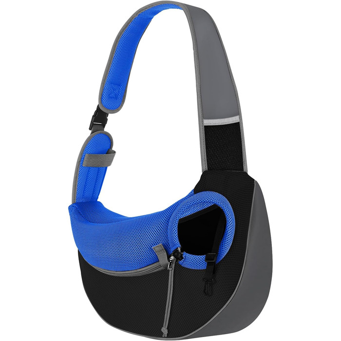 Сумка-переноска для собак Pawaboo з кишенею для дотику, регульована сумка для собак, переноска для тварин для прогулянок на відкритому повітрі, чорна (Індиго, M)