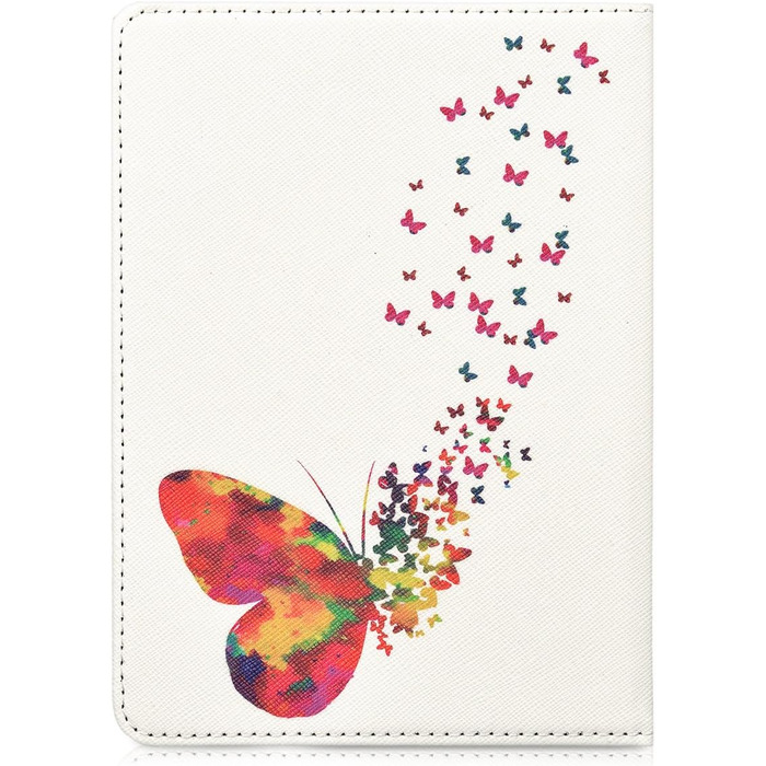 Чохол-книжка kwmobile для Tolino Vision 1/2/3/4 HD - Чохол для eReader з малюнком метеликів, рожево-білий