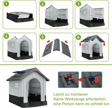 Будка для собак HENGMEI XL з пластику, 79.5×70.5×78 см: водонепроникна, ізольована, з піднятим дном та козирком