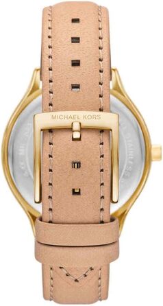 Жіночий годинник Michael Kors Slim Runway кварцовий, 38 мм, з бежевим шкіряним ремінцем