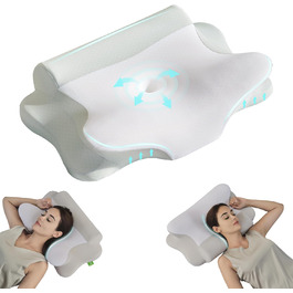 Подушка для шиї Z-hom з Memory Foam, ергономічна подушка для сну на спині, боці та животі (60 x 39 x 10/12 см)