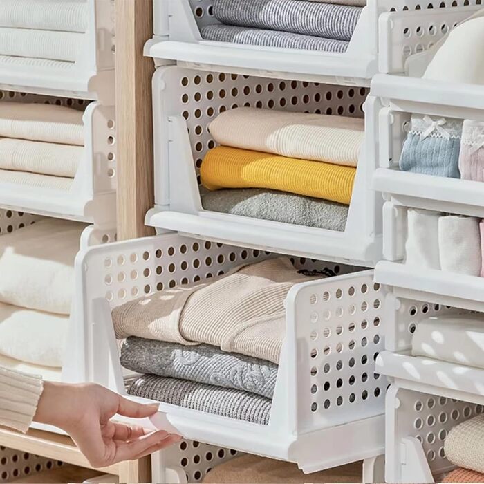 RMAN 4-Piece Closet Organizer Stackable Folding Closet Organizer for Drawers, Closet Organizer, Storage Boxes, Kitchen, Bathroom
