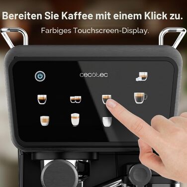 Кавомашина еспресо Cecotec Power Espresso Touch ColdBrew Latte 1350W 20 Бар з молочником та сенсорним дисплеєм