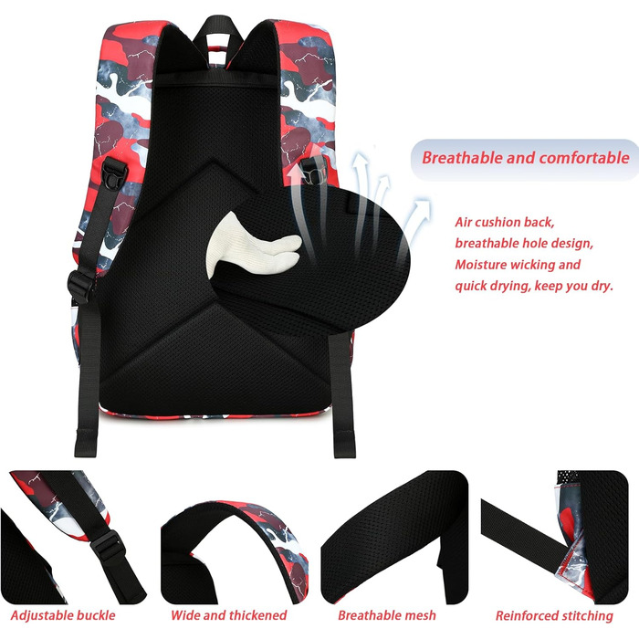 Шкільний рюкзак для хлопчика-підлітка, водонепроникний, червоний