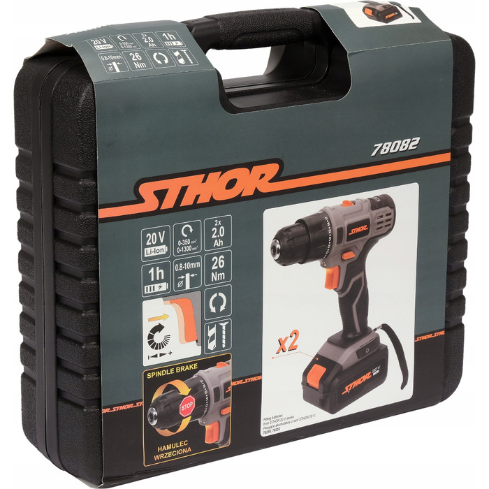 Акумуляторний шуруповерт Sthor 20 V 78081