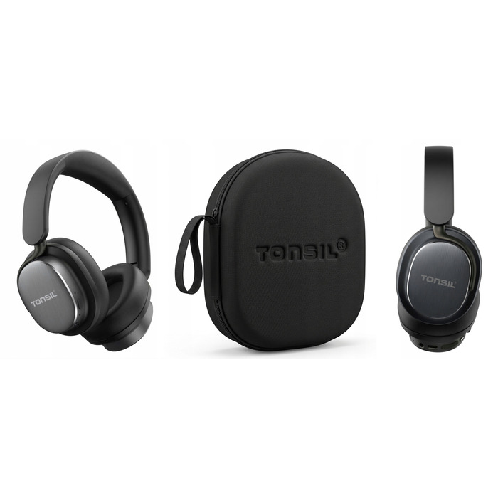 Бездротові навушники TONSIL R75 з активним шумозаглушенням (ANC), Bluetooth, чорний кейс