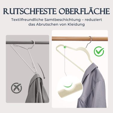 Плечики для одягу з велюру, 20 шт. - Плечики для економії місця, нековзні, міцні, 360° обертання - для сорочок, костюмів, светрів, штанів