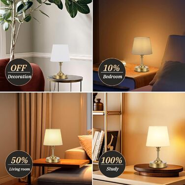 LED настільна лампа бездротова з торшером з льону, сенсорне керування, регулювання яскравості, USB-C, для спальні, вітальні, кухні, 40см, мідь