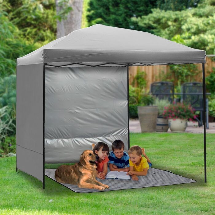 2 Baldachin Side Walls, Tent Side Wall for 3x3m Pop-Up Baldachin, Waterproof with Silver Coating for 3M Straight Leg, Outdoor Pavilions, Instant Awnings, only white side wall (Grey)