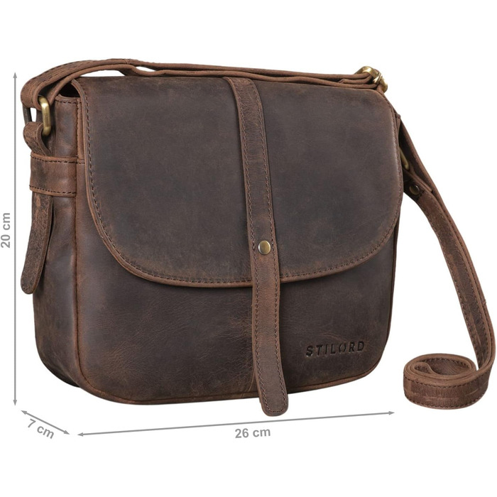 Стильна жіноча сумка-месенджер STILORD Kira з натуральної шкіри вінтаж, колір коньяк (Zamora - коричневий) для вечірок та міста