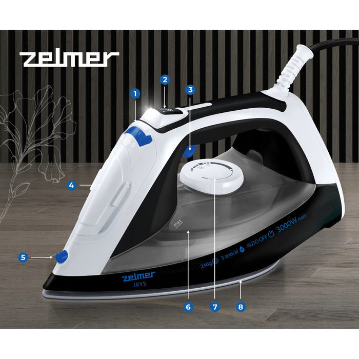 Парова праска Zelmer Irys ZIR3100 3000Вт, 0,4 л, керамічна підошва