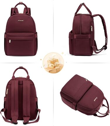 LOVEVOOK Small Backpack for Women Small City Backpack Handbag 2 in 1 Waterproof Daypack Mini Backpack Women Elegant Casual Daypack for Travel Leisure Shopping Work (11 inch, Wine)