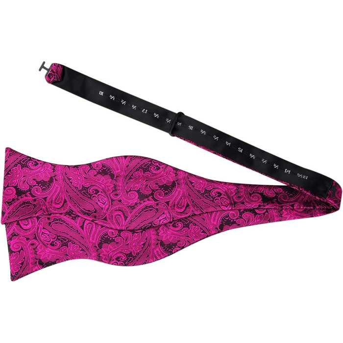 Комплект краватка-метелик та нагрудна хустинка Alizeal Paisley (Чорний + Фуксія)