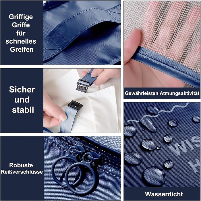 Органайзер для валізи OBSGUMU, набір 9 шт. - Packing Cubes для подорожей, косметичка, валізні органайзери (Marineblau)