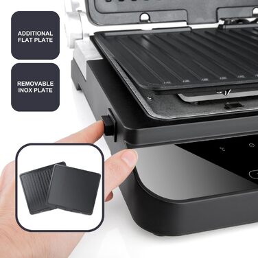 Електричний гриль та контактний гриль Black+Decker BXGR2200E 2200W - 2 у 1, LCD-дисплей, 29x26 см