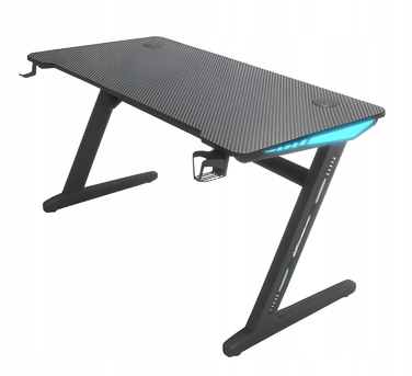 Ігровий комп'ютерний стіл з LED-підсвіткою, сучасний геймерський стіл, 140 см, чорний