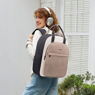 LOVEVOOK Рюкзак для жінок, рюкзак для ноутбука, шкільний рюкзак для підлітків, легкий рюкзак з підкладкою, жіноча робоча/навчальна сумка, рюкзак для подорожей, універсальний, елегантний, колір бежевий/хакі, 15.6 дюймів