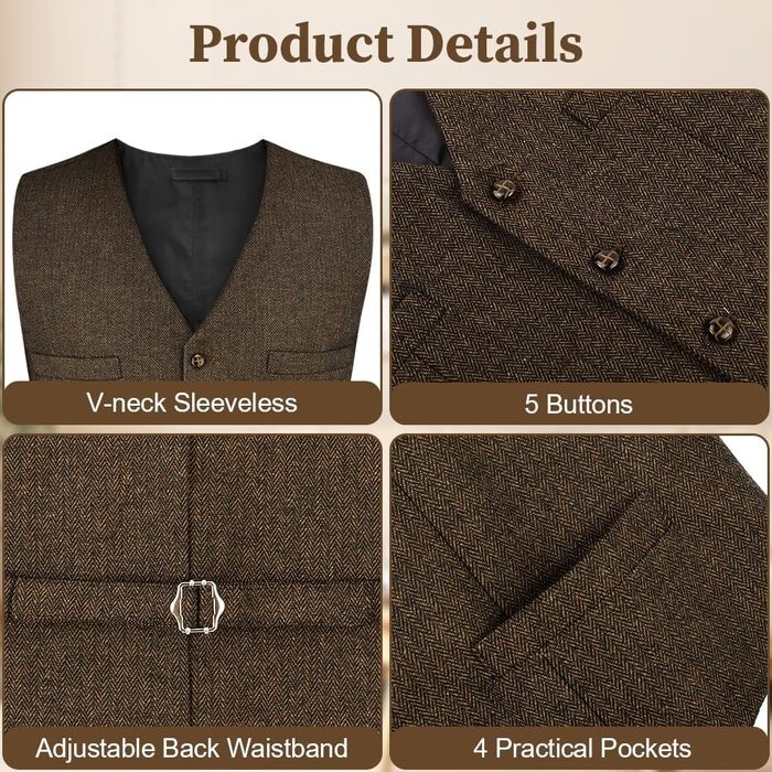 Жаккардова жилетка для костюма: вінтажний стиль, ідеальна для весілля, ділових зустрічей та святкування. Колір: хакі, розмір XL