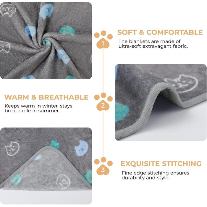 М'яка ковдра для собак та котів Luciphia: тепла флісова ковдра 3 шт. 104*76 см