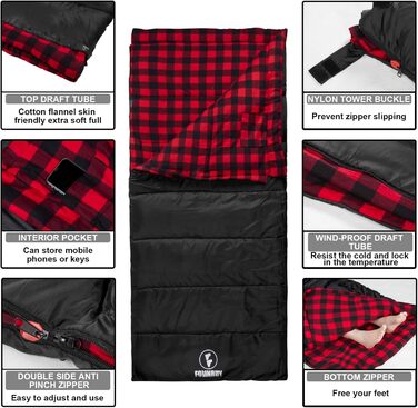 Спальний мішок фланелевий теплий 3-4 сезони XXL з бавовняним підкладом для дорослих, відпочинку на природі, риболовлі, кемпінгу, походів, легкий для дому та вулиці. Синій з наповнювачем 2lbs (Червоний з наповнювачем 2lbs)