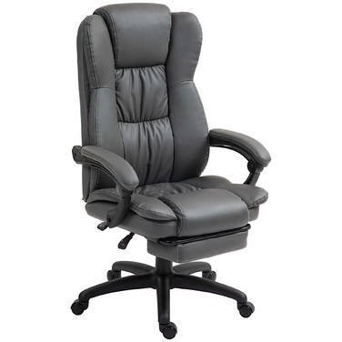 Vinsetto Office Chair Executive Swivel Chair with Footrest and Headrest, Ergonomic Chair, Vibration Desk Chair with Reclining Function, Massage Function, Faux Leather, Dark Grey, 68.5x68.5x113-121cm | Aosom