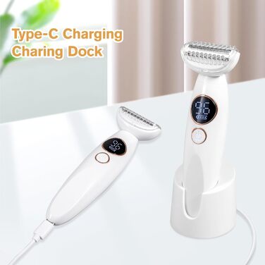 Електричний жіночий тример Carehabi 5-в-1 для тіла, обличчя та бікіні. Вологостійкий IPX7 з USB-станцією.