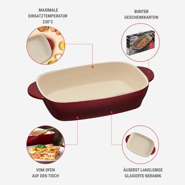 Керамічна прямокутна форма RESTO для запікання, лазаньї, хліба, брауні та пирогів, 1,8 л (157x50x232 мм)