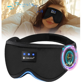 Маска для сну ZUMUSEN з навушниками Bluetooth V5.4, 3D маска для сну, повна світлонепроникність, регульована, для відпочинку, медитації, подорожей (Чорний)