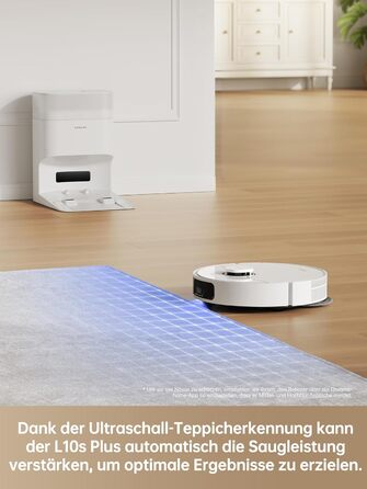 Робот-пилосос Dreame L10s Plus з автоматичним спорожненням, до 90 днів автономної роботи, потужність всмоктування 7000 Па, DuoScrub™ система миття, автоматичне підняття мопа, розпізнавання килимів за допомогою ультразвуку