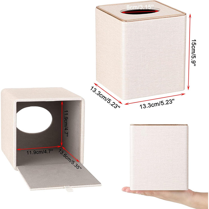 Скляна тканинна коробка BTSKY квадратної форми з декоративною золотою лінією - органайзер для серветок, бежевий