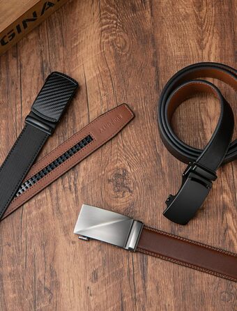 Чоловічий шкіряний ремінь на пряжці, 3,5 см, регульований, для джинсів, комфортна посадка (46-52W, C-tan)