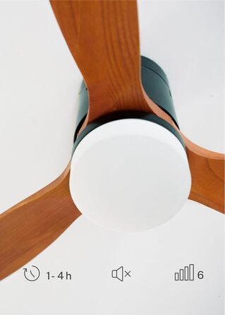 Вентилятор стельовий Windcalm M/ Deckenventilator ABS з дистанційним керуванням, 40W, Ø132cm, тихий, таймер 1-4 год, DC-двигун, літо/зима, з підсвіткою, дерев'яний дизайн