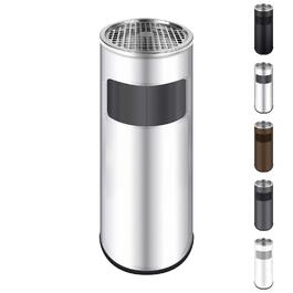 WELLGRO Standaschenbecher з нержавіючої сталі 2в1 для вулиці: попільничка та сміттєвий бак. Великий попільничник для тераси, входу, кафе та ресторанів (сріблястий)