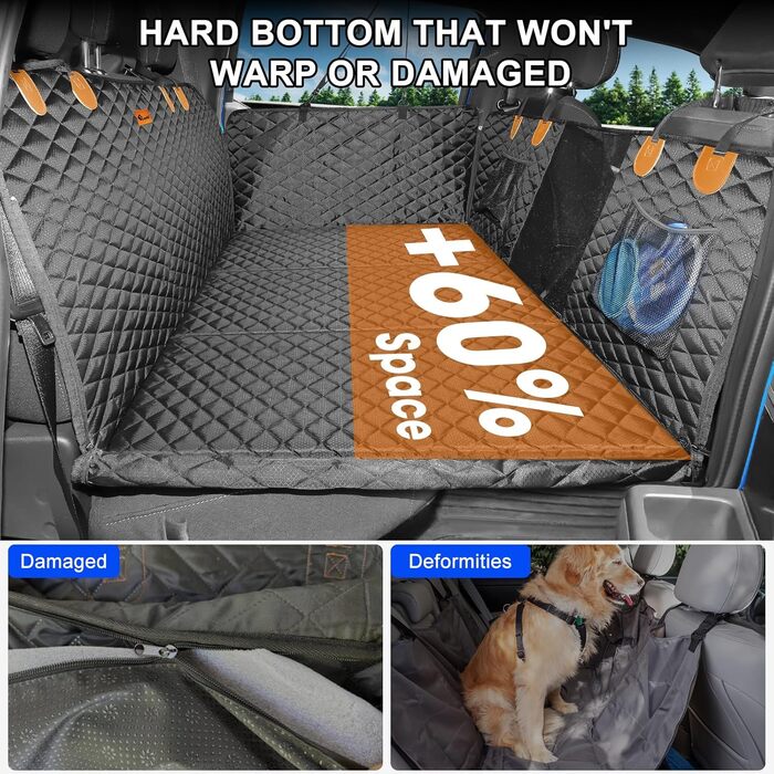 Захисний килимок для собак у машину JOEJOY, 147x73 см, чорний. Водонепроникний, антикіготковний, з кріпленням на ремінь безпеки. Підходить для пікапів.