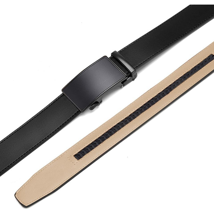 Чоловічий шкіряний ремінь DOOPAI з автоматичною пряжкою, 35 мм, регульований розмір, без отворів, чорний, 125 см (36''-42'')