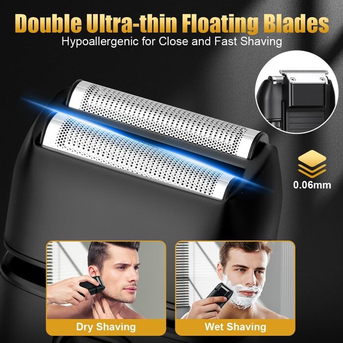 Електричний гоління для чоловіків Flintronic: водонепроникний, багатофункціональний, з глибоким очищенням, USB-C, 120 хв, 2-в-1, чорний