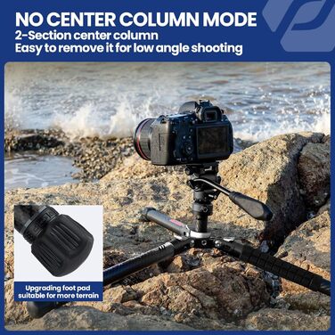 Штатив Fotopro Carbon X-Aircross 3 з поворотним вушкою 360° та швидкознімною платформою, 151 см, блакитний, для відео та фото, максимальне навантаження 10 кг