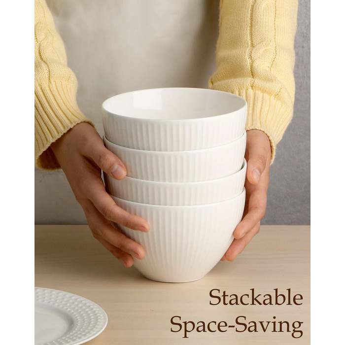 Набір мисок NUTRIUPS 4 шт. для мюслі, супу, салату, десерту, 750 мл, кераміка, підходить для мікрохвильової печі та духовки