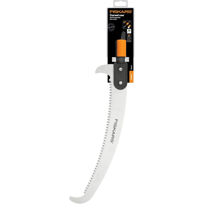 Садова пила Fiskars QuikFit для обрізки гілок, 55 см, загартована сталь, чорна/помаранчева, змінний інструментальний модуль 1000691