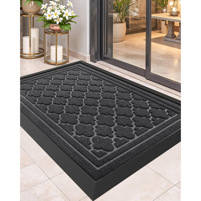 Килимок придверний Color G для вулиці 44x75 см, стійкий до зносу та вологи, протиковзний брудозахисний килим для входу, балкона та дверей (Сірий)