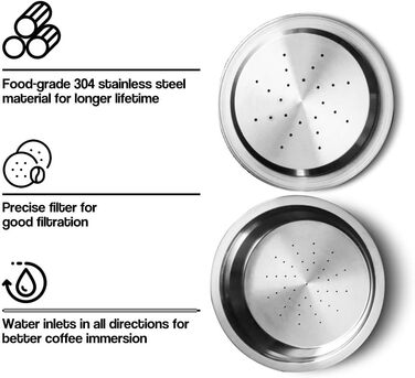 Cafilas Refillable Lavazza A Modo Mio Coffee Capsule made of Stainless Steel for Refilling, Refill Capsule, compatible with Lavazza A Modo Mio (Coffee Capsule + Coffee Tamper)