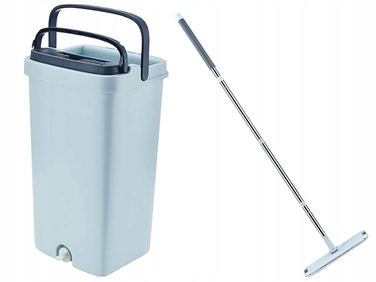 Плоский швабра з віджимачем та двокамерним відром для миття підлоги, 3 смінні насадки